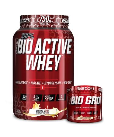 iSatori Bio-GRO Vanilla Ice Cream (60 Servings) & Bio-Active Whey Protein Powder Vanilla Swirl (30 Servings)