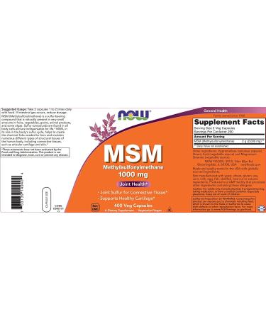 MSM 1000mg 400 Veg Capsules - Pure Methylsulfonylmethane Supplement - Buy Online on GoSupps.com