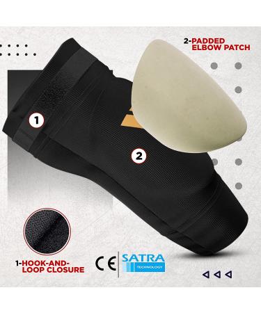 RDX Elbow Pads - SATRA Approved for Muay Thai, MMA, Kickboxing | Compression Padded Sleeve for Men & Women - Black (Medium) - Buy Online on GoSupps.com