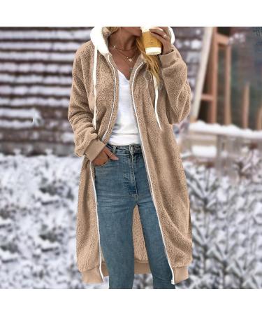Buy Hanxiulin Womens Oversized Plush Hoodie Jacket - Winter Fleece Coat Windproof & Warm Outerwear in Beige - Buy Online on GoSupps.com