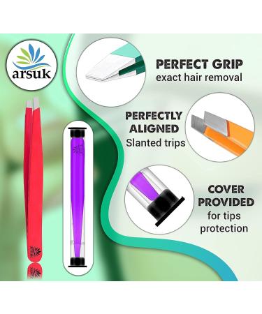 Arsuk Precision Tweezers - Diagonal Soldering & Eyebrow Tweezers for Women & Men | Perfect for Hair Removal (Black) - Buy Online on GoSupps.com