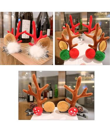 Golden Apple 4 Pairs Girls Novelty Antler Hair Clip Women Hair Barrettes Cute Deer Horn and Ears Christmas Hair Pins Xmas Party Supplies (Brown) - Buy Online on GoSupps.com