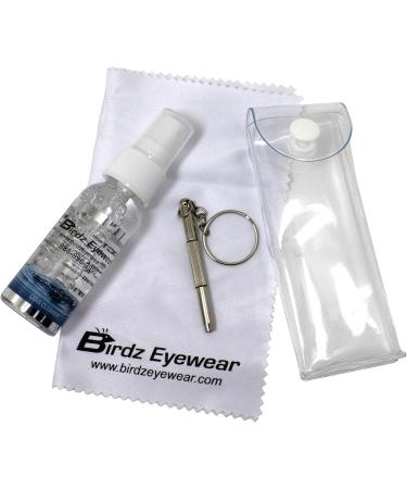 Birdz 2 Sunglass Lens Cleaning Kit - Spray Cloth & Key Chain Tool for Crystal Clear Vision | International Shipping Available - Buy Online on GoSupps.com