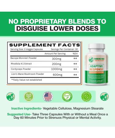 Adaptive Response Brain Supplements for Memory and Focus | Nootropics Brain Support Supplement with Adaptogens | Lion s Mane Bacopa Cordyceps | Stress Relief & Focus Supplement | 90 count - Buy Online on GoSupps.com