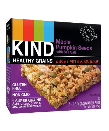 KIND Healthy Grains Granola Bars, Maple Pumpkin Seeds with Sea Salt, Gluten Free, 1.2 Ounce (5 Count)