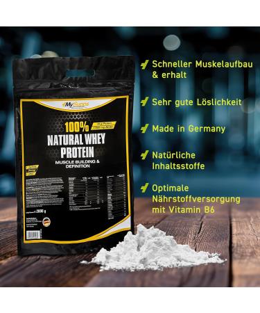 My Supps 2kg Whey Protein Powder - 100% Natural Super Soluble with B6 BCAA & Minerals - Premium Protein Made in Germany - Buy Online on GoSupps.com