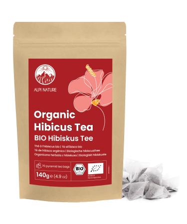Alpi Nature Alpi Nature Organic Hibiscus Tea 70 Pyramid Tea Bags 140g (1 Pack x 70 Bags of 2g) Dried Hibiscus Flower