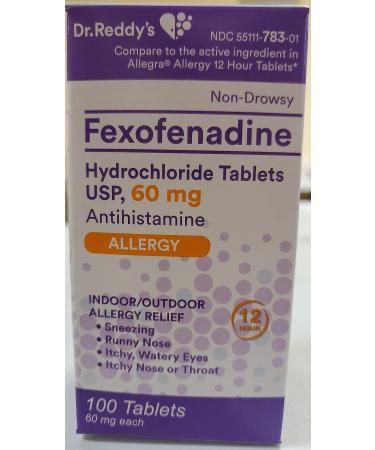 Dr. Reddy's Allergy Fexofenadine Hydrochloride Tablets 60 mg 100 Count