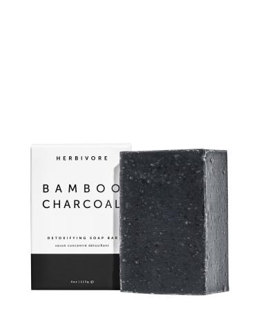 HERBIVORE Botanicals Bamboo Charcoal Soap. Detoxifying Soap Bar for Face and Body with Activated Charcoal Deeply Cleanses and Exfoliates. Suitable for All Skin Types (4 oz)