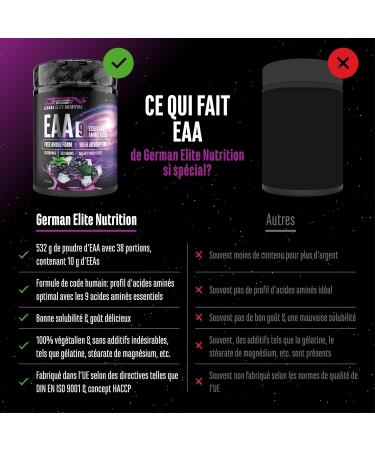  GEN GERMAN ELITE NUTRITION EAA Powder 532g (38 servings) - The 9 essential amino acids including histidine & BCAAs - Human Code Formula - Vegan - Very - Buy Online on GoSupps.com