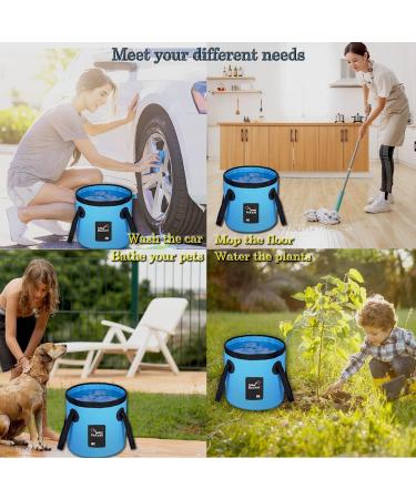 Esthesia Collapsible Bucket - 5 Gallon Portable Folding Wash Basin for Camping & Traveling - Blue - Buy Online on GoSupps.com