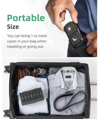 Large Weekly Pill Organizer 2x Daily AM PM One-Side Open Pill Box, 7 Day, Black Privacy Protection for Vitamins & Medication - Buy Online on GoSupps.com