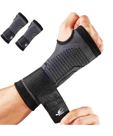 HiRui 2-Pack Wrist Brace Wrist Wrap Wrist Strap Hand Compression Sleeves Support for Fitness Weightlifting MTB Tendonitis Sprains Recovery Carpal Tunnel Arthritis Pain Relief (Black Medium) Black Medium (Pack of 2)