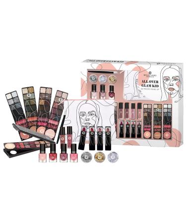 Boulevard de Beaut -make-up and nail design set 82-part compact palette nude tones 50 eyeshadow 14 lip gloss and 4 lipstick 4 nail polish and highlights travel kit ideal for on the go