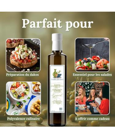  TOPLOUSIO TOPLOUSIO Extra Virgin Olive Oil 750ml Cold-pressed mildly fruity 100% Koroneiki olives from Greece Ideal for salads and Mediterranean cuisine - Buy Online on GoSupps.com