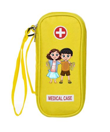 Kid s EpiPen Carrying Medical Case Yellow Insulated Portable Bag With Zipper Fits 2 EpiPen s Auvi-Q Asthma Inhaler Eye Drops Allergy Medicine