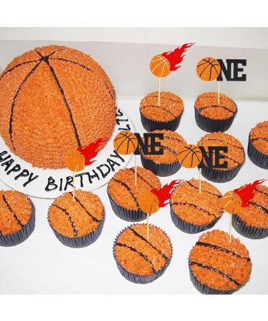Arthsdite 24Pcs Basketball One Cupcake Toppers Basketball Themed First Birthday Cake Topper Decorations for Sport Theme Boys First Birthday Party Sports Event Party Supplies - Buy Online on GoSupps.com