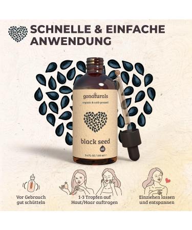 Buy Gonaturals Black Cumin Oil - 100% Pure & Organic | Cold Pressed | 100ml | Vegan Cruelty-Free Additive-Free | Ideal for Face Body & Hair - Nigella Sativa - Buy Online on GoSupps.com