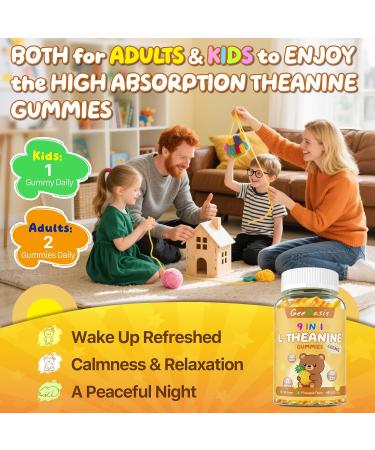 Geeoasis L-theanine 400mg Gummies l theanine Supplement for Kids & Adults 9 in 1 High Absorption Theanine Complex for Stress & Focus Support Pineapple Flavor 60 Count - Buy Online on GoSupps.com
