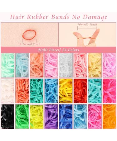2000pcs Mini Hair Rubber Bands Set with Organizer Box - Soft Girl Hair Ties in 24 Colors - Colorful Baby Hair Bands with Cutter & Remover - Hair Tail Tools for Kids - Buy Online on GoSupps.com