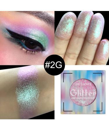 DE'LANCI Glitter Eyeshadow Palette - Bright Duochrome Sparkle, Vegan & Cruelty Free Single Shades in Pink/Cyan Green - 2G Peachy Girl - Buy Online on GoSupps.com