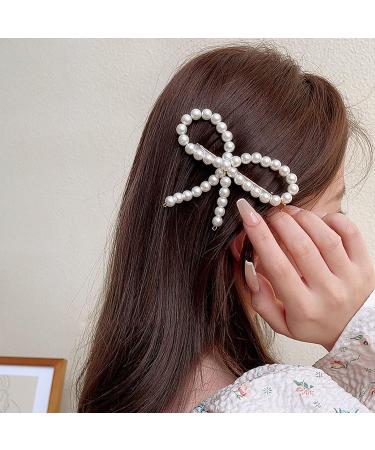 Stylish Pearls & Bow Hair Clips - Set of 4 for Elegant Hairstyles | International Shipping - Buy Online on GoSupps.com