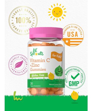 Kids' Vitamin C and Zinc Gummies | 36 Count | Vegan Non-GMO Gluten Free | Lil' Sprouts - Buy Online on GoSupps.com