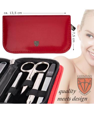 3 Swords Germany - brand quality 8 piece manicure pedicure grooming kit set for professional finger & toe nail care scissors clipper fashion leather case in gift box Made by 3 Swords (002020) RED - SYNTHETIC LEATHER - Buy Online on GoSupps.com