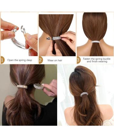 Fashion Elegant Crystal Bridal Semicircle Metal Spring Hair Clip Ponytail Holder Hairpin Rhinestone Hair Barrette accessories for women(2-pack Gold Silver) - Buy Online on GoSupps.com