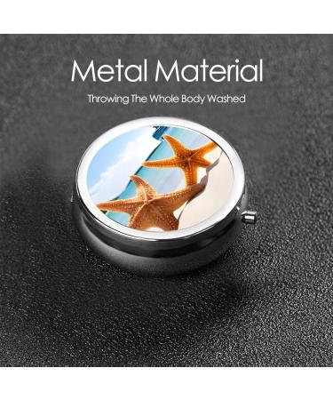 Buy Cute Starfish Round Pill Box | Mini 3 Compartment Travel Organizer for Vitamins & Medications - Buy Online on GoSupps.com