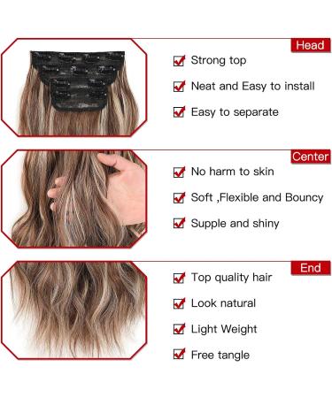 Xtrend 20Inch Bleach Blonde Mix Brown hair extensions Clip in Hair Extensions Synthetic Hair pieces for Women - Buy Online on GoSupps.com