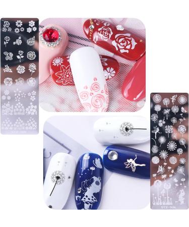 Nail Art Stamping Templates 8pcs Nail Stamping Templates with Nail Stamper and Scraper for DIY Nail Art Decoration Nail Salon Design - Buy Online on GoSupps.com