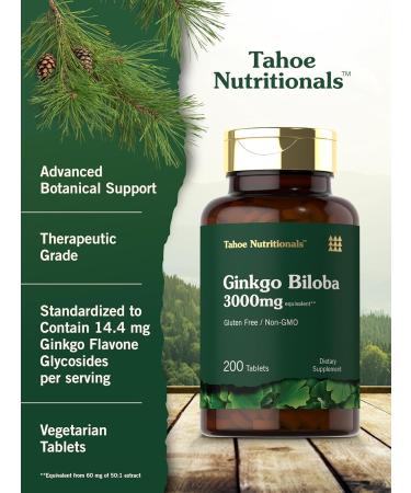 Carlyle Ginkgo Biloba | 200 Vegetarian Tablets | Extra Strength | Non-GMO Gluten Freen Formula | by Tahoe Nutritionals 200 Count (Pack of 1) - Buy Online on GoSupps.com