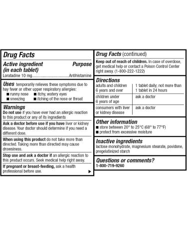 GoodSense Allergy Relief Loratadine Tablets 10 mg Antihistamine Allergy Medicine for 24 Hour Allergy Relief - Buy Online on GoSupps.com