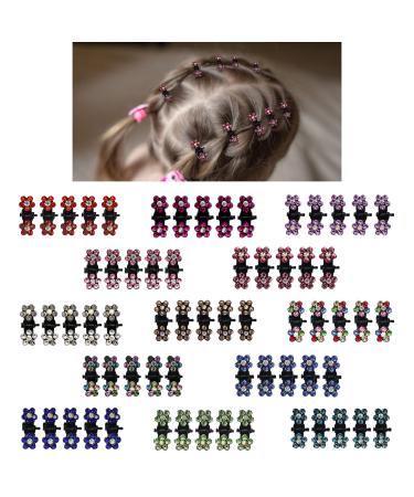 PAPARELA Hair Clips 65 Pcs Mini Toddler Hair Accessories for Thin Hair Metal Crystal Clips Rhinestone Hair Clips Mix Colored Flower Accessories for Women Girls