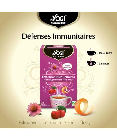 Yogi Organic Immune Defenses 100% Organic Echinacea Infusion Dried Acerola Juice and Orange 15 Thermo-Sealed Sachets and N - Buy Online on GoSupps.com