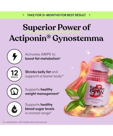 Lemme Burn - Metabolism Belly Fat Burning + AMPK Activating Supplement for Men & Women w/Clinically Studied Actiponin Gynostemma Green Tea Extract Vitamins B6 & B12 - Gluten Free 60 Count 60 Count (Pack of 1) - Buy Online on GoSupps.com