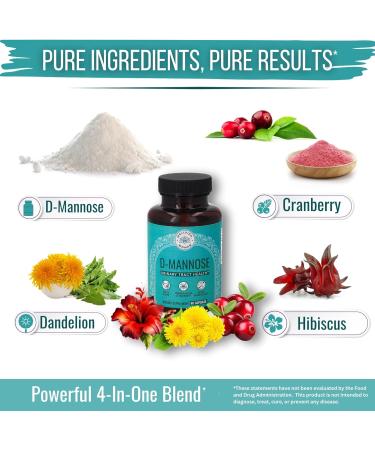 Natural D Mannose 1000mg Capsules | Antioxidant-Rich Cranberry & Hibiscus Supplement | UTI Support for Women | 30-Day Supply | Boost Urinary Tract Health - Buy Online on GoSupps.com