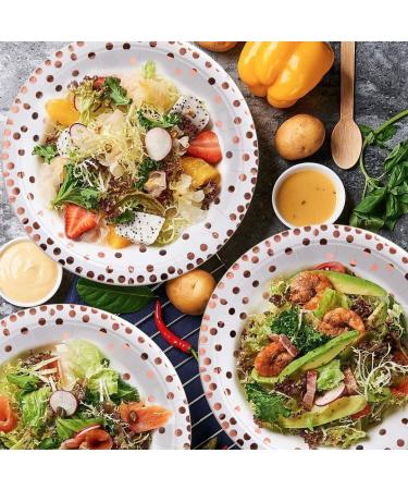 201 PCS Disposable Plates Rose Gold Party Supplies Polka Dots Paper Plates include 50 Dinner Plates 50 Dessert Plates 50 Napkins 50 Cups 1 Plastic Tablecloth for Baby Shower Wedding Birthday - Buy Online on GoSupps.com