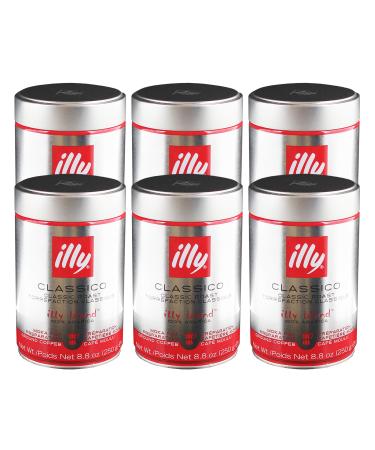 Illy Moka 100% Arabica Coffee Ground Roasted Coffee Espresso Normal Roast Can 6 x 250 g Mocha 250 g (Pack of 6)