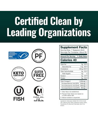 Natural Force Pure Omega 3 - Liquid Fish Oil Lemon Cake Flavor - 16 Oz Glass Bottle 100% Virgin Coconut MCT Oil - 16oz Glass Bottle - Buy Online on GoSupps.com