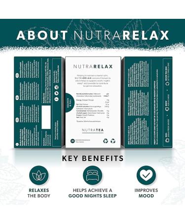 NUTRARELAX - Sleep Tea | Anxiety Tea | Calming Tea â For Relieving Stress & A Good Nightâs Sleep â Includes Chamomile Lemon Balm and Passionflower - 20 Enveloped Tea Bags - by Nutra Tea - Herbal Tea - Buy Online on GoSupps.com