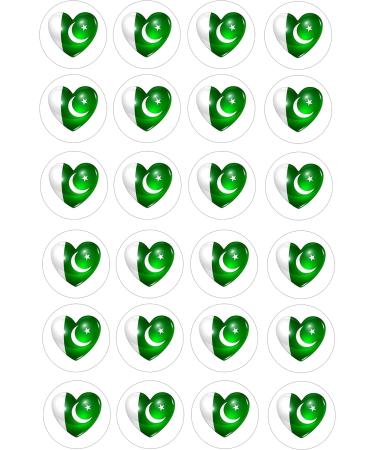 24 edible Pakistan Hearts style cake decorations Iced Icing CupCake Toppers - Buy Online on GoSupps.com