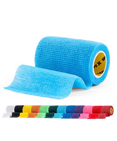 SPORTTAPE Self-Adhesive Football Sock Tape | 7.5cm x 4.5m - Sky Blue | Cohesive Bandage - Pet Bandage Vet Wrap for Dogs Horses | Compression Bandage Shin Pad Tape Football Ankle Tape - Single Roll Sky Blue 7.5x450 cm (Pack of 1)