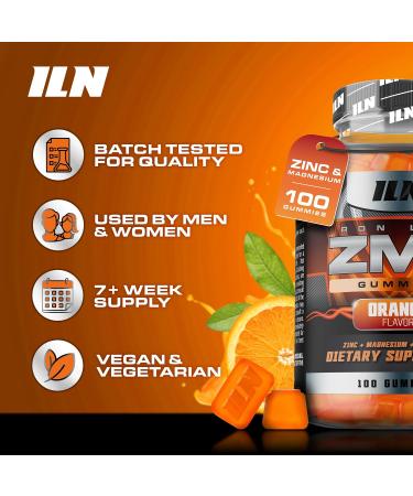 Iron Labs ZM6 Gummies High Strength Zinc Magnesium Gummies for Men & Women (100 Count Orange Flavour Vegan) Magnesium Citrate and Zinc Citrate Supplements with Vitamin B6 and D3 - Buy Online on GoSupps.com