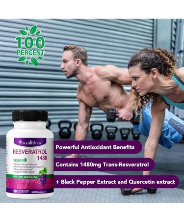 Resveratrol 480MG with Quercetin | 90 Capsules - Antioxidant Supplement for Healthy Aging & Immune Support - Buy Online on GoSupps.com