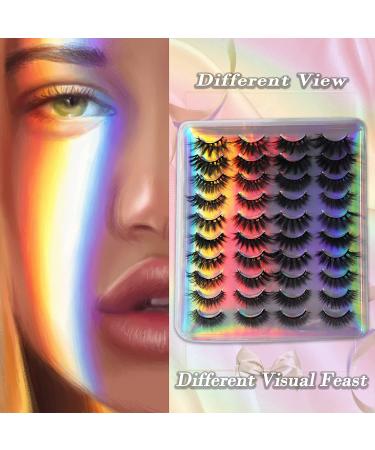 Boahankuke D False Eyelashes Multipack - 20 Pairs, 10 Styles | Natural Wispy Look, 18-20mm 3D Fluffy Crossed Faux Mink Lashes Pack for Cat eye & Round Shape - Buy Online on GoSupps.com