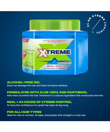 Xtreme Pro-Expert Blue Hair Gel 24-Hours Xtreme Control with Aloe Vera 35.27 oz Jar (Pack of 6) - Buy Online on GoSupps.com