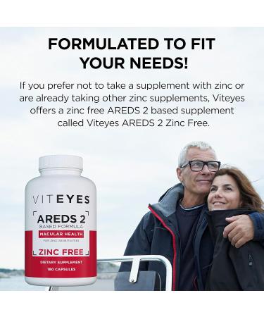 Viteyes AREDS 2 Zinc Free Macular Support Capsules with Vitamin E, C, Lutein & Zeaxanthin - 180 Ct, Allergen Free, Doctor Trusted, Made in USA - Buy Online on GoSupps.com