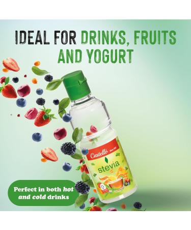 Castello since 1907 Stevia Liquid Drops 125 ml | 375 servings | 10 drops 1 teaspoon of sugar | Zero Calorie Sugar Substitute | 0 Calories - 0 Glycemic Index - 0 Net Carbohydrates - Keto - Buy Online on GoSupps.com